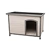 Trixie Natura Classic Dog House Small Outdoor Wooden Dog House with Weatherproof Sealer & Hinged Roof, Adjustable Legs for Small Dogs in Grey 23.75 x 33.5 x 23 in