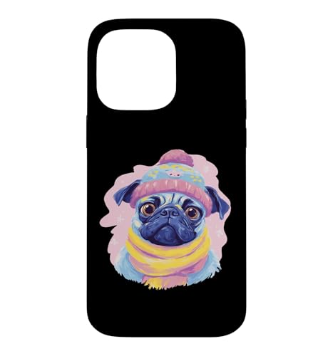 Blue Pug �~�̃|�[�g���[�g ���̗��l �O���t�B�b�N �s���N �C�G���[ �X�J�[�t �X�}�z�P�[�X iPhone 14 Pro Max �p