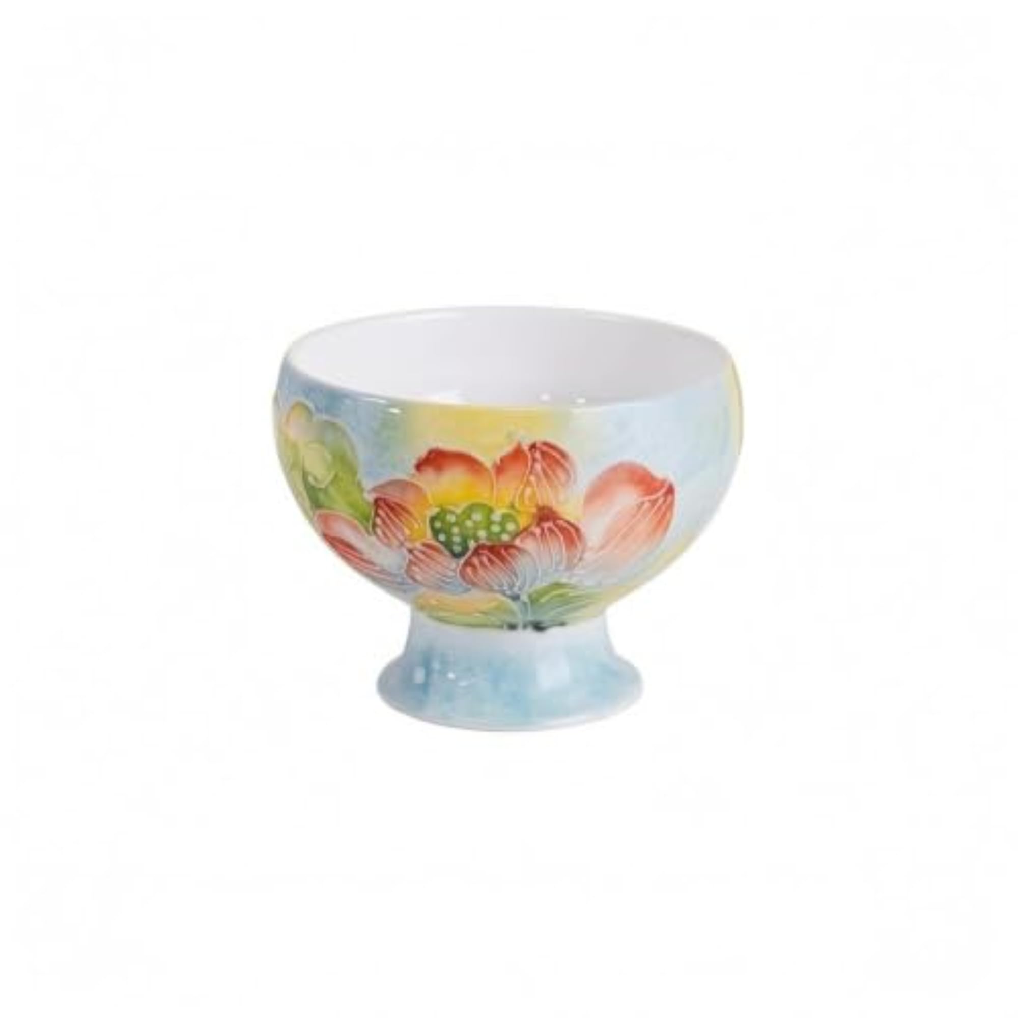 Hand-Painted Ceramic Teacup with Pedestal Base