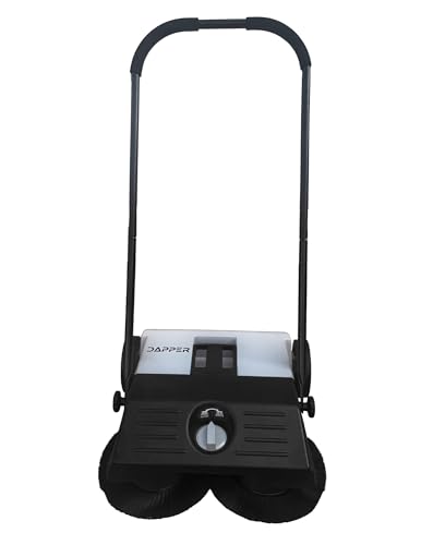 Image of Dapper Supply Walk-Behind Outdoor Hand Push Floor Sweeper - 6.5 Gallon Capacity - 22 inch Sweeping Width - Sweeps up to 25,500 ft /Hour, Grey