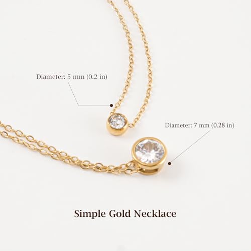 Simple Gold Diamond Necklace: 18K Gold Plated Dainty Diamond Look Pendant Necklace Sparkly - image 2