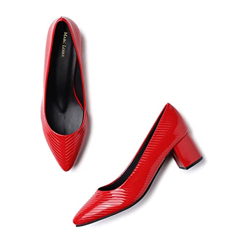 Image of Marc Loire Women's Self Design Comfortable Slip-on Casual Pointed Toe Block Pumps Heels