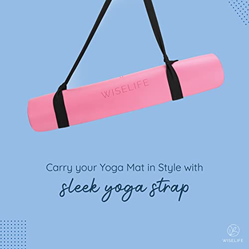 Image of WiseLife PU Rubber Professional Yoga Mat + Carry Strap - Pink (6mm Extra Thick Extra Long Extra Wide Exercise floor mat for Gym, Workout, Fitness, Yoga and Pilates) PURE PU Leather & Natural Rubber
