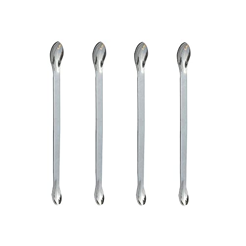 Geaenor Cuchara de Muestreo 4 Piezas 20 cm Cucharas de Laboratorio de Acero Lnoxidable Cuchara de Muestreo de Laboratorio Cucharas de Laboratorio de Doble Cabezal Plata para Laboratorio Muestreo