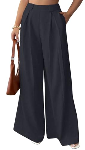 Image of Aahwan Solid High Waist Straight Korean Loose Pleated Wide Leg Trouser for Women's & Girl's