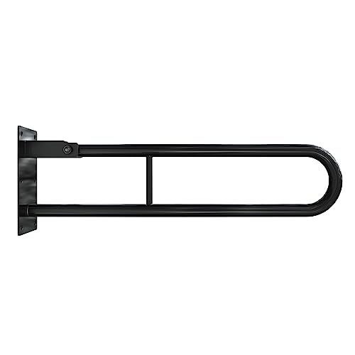 Aquabad® barre d'appui wc relevable en acier, noir, 80 cm