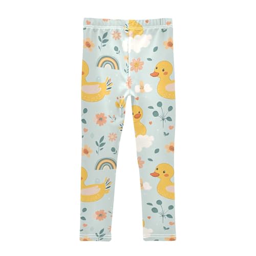 Yellow Duck Cartoon Flower Girls Casual Leggings for Kids Printed Long Pant Bottoms Stretch and Soft2