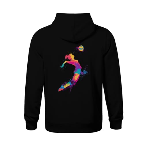 Kids Tie Dye Silhouette Of Splash Color Volleyball Player Boys Girls Lightweight Kangaroo Pocket Fleece Hoodies3