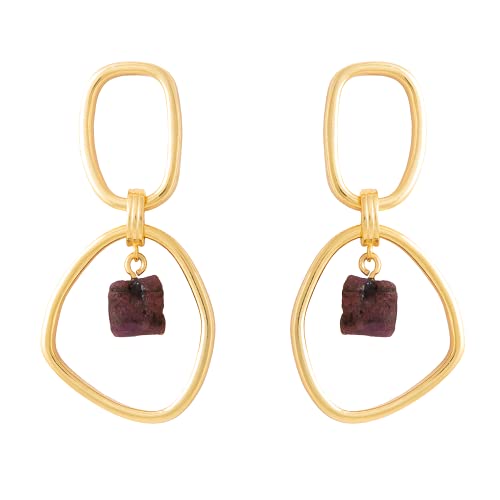 Boucles d'oreilles Cercles Mercury Grenat en argent massif et pierres fines
