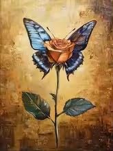 Poster und Drucke mit Blumen- und Schmetterlingsmotiven, Retro-Kunst, Leinwandbild, Wandbild für Wohnzimmer, Heimdekoration (40x60cm/Rahmen)
