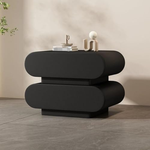 Mesita de noche compacte anti-encombrement avec 2 grands tiroirs