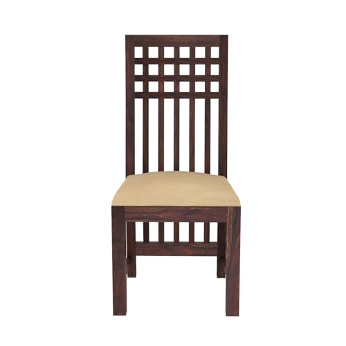 Image of WOODLAB Furniture Sheesham Wood 6 Seater Dining Table with Cushioned Bench and Chairs Wooden Dining Table for Living Room Hotel (Walnut Finish)