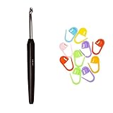 Knitter's Pride Knitting Needles Aluminum Silver-Tip Single-Ended 5.25 inch (13.5cm) Crochet Hook...