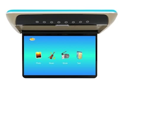 Monitor de techo for TV coche, pantalla IPS, reproductor con duplicación, USB, HD, RCA, entrada, MP5 montaje superior(Black)