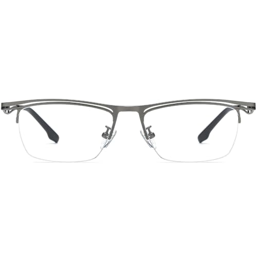 Image of FONEX Colorful Pure Titanium Glasses Frame Men Semi Rimless Square Eyeglasses Eyewear
