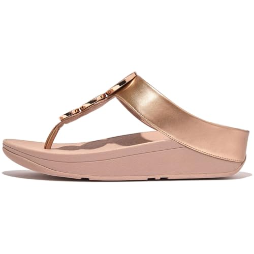 Image of FitFlop Halo Bead-Circle Metallic Toe-Post Sandals