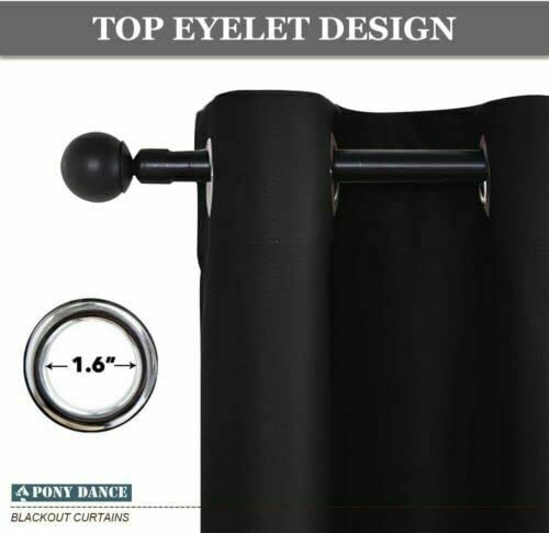Tende Oscuranti Termiche Per Camera Da Letto - Set Da 2 Pannelli 106x160 Cm - Con Occhielli Argento E Ferma Tende, Colore Nero