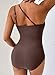 Herseas Womens One Piece Swimsuits Wire Free Supportive One Shoulder Tummy Control Grommet Eyelet Bathing Suits Fashion Sporty Swimming Beach Wear Dark Brown Large