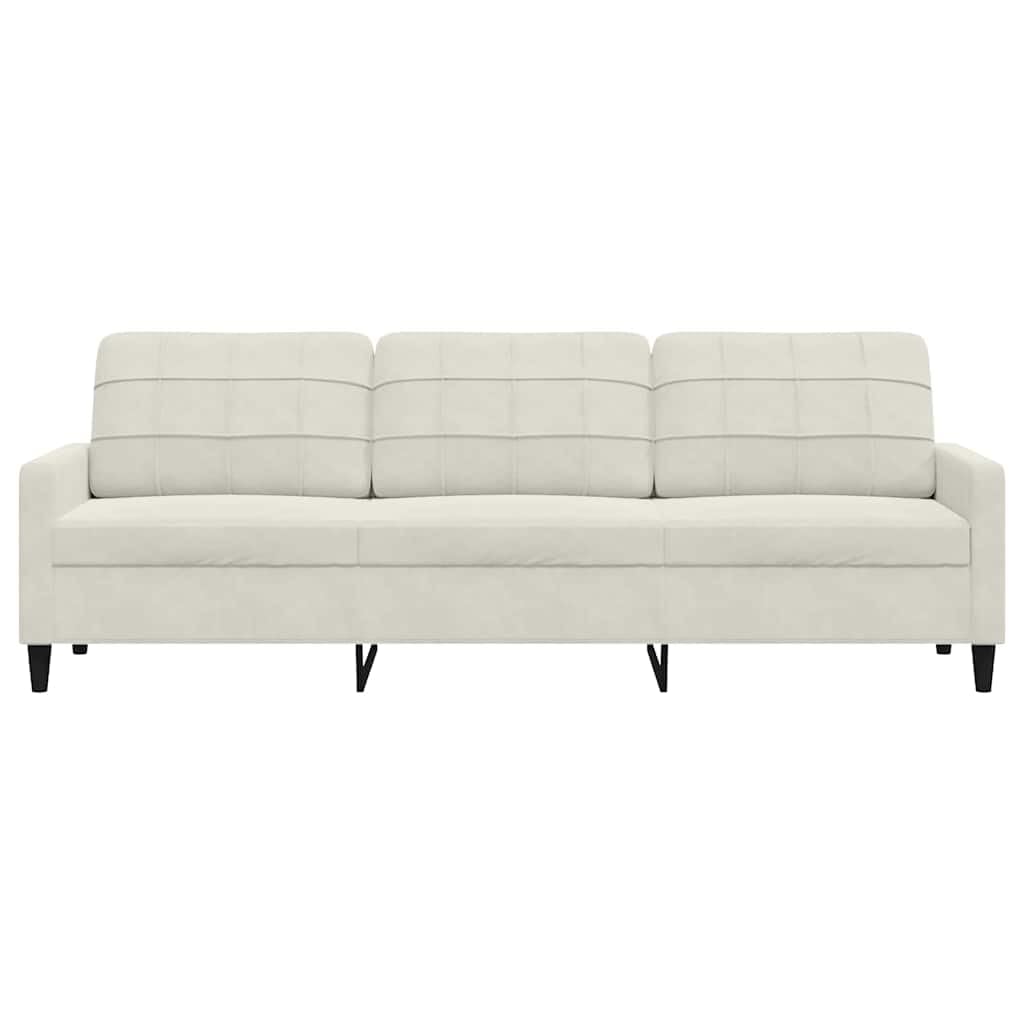 Sofa 3-osobowa, kremowa, 210 cm, aksamitny materiał z metalowym stelażem, wygodna tapicerka do salonu, miękki welurowy sofa o stabilnej konstrukcji i nowoczesnym wzornictwie