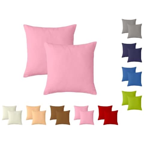 TIENDA EURASIA® Funda Cojin 50 x 50 cm - Pack 2 Fundas de Cojin - Color Rosa Liso Cover