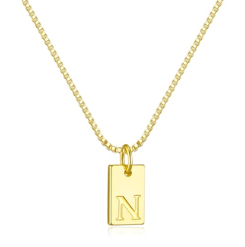 Initial Necklaces for Women 14K Gold Plated Letter...
