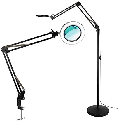 Floor Lamp with Magnifier Light and Floor Stand (Black)