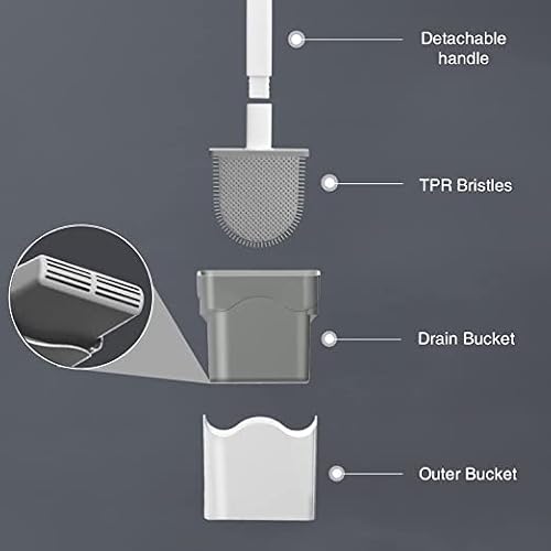 Canvint Silicone Toilet Brush 2 Pack, Deep Cleaner Toilet Brush And Holder Set, Non-Slip Long Plastic Handle And Quick Drying Holder, Flexer Silicone Toilet Brush With Removable Bottom For Bathroom #TOP6