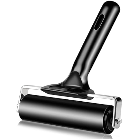 4 Inch Rubber Roller Brayer Rollers for Crafting, Hard Rubber Rollers for Printmaking, Printing, Gluing and Stamping Tools (Original Version, Black) Cover