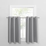PONY DANCE Small Window Curtains - Thermal Insulated Blackout Curtains Panels for Kitchen Laundry Bathroom and RV, 42 x 36 Each Panel, Sliver Grey, 2 Panles