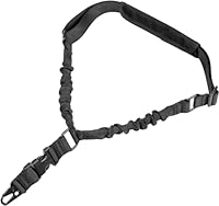 1 Punkt Gewehr Sling Nylon Tactical Multi Gun Gurtband mit verstellbare Schulterpolster und elastischer Kordel für Jagd Camping Outdoor Sport, Schwarz