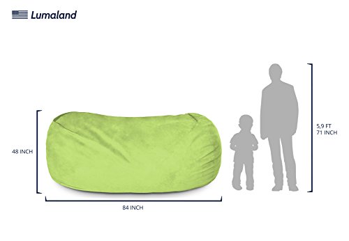 Lumaland Luxurious Giant 7ft Bean Bag Chair with Microsuede Cover - Ultra Soft, Foam Filling, Washable XXL Bean Bag Sofa for Kids, Teenagers, Adults - Sack Chair for Dorm, Family Room - Light Green - Image 2