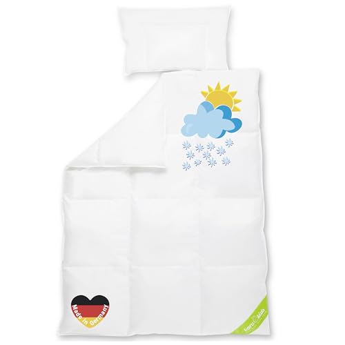 sleepling 194477 Baby Babybetten Set | medium Ganzjahresbettdecke Bettdecke 100 x 135 cm und Flachkissen Kopfkissen 40 x 60 cm | Made in EU | Ökotex 100 | waschbar 60 Grad 5 Koru Kids®️ Bettdecken-Set Kinder, Daunendecke, 100 x 135 cm mit Kopfkissen 40 x 60 cm, 100% deutsche Daunen, waschbar bis 60°, Daunenbettdecke
