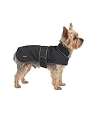 Larkson Hundemantel Schwarz - Jonte - Regenmantel für Kleine & Mittelgroße Hunde - 10000 mm Wassersäule - Verstellbar - Reflektierende Elemente