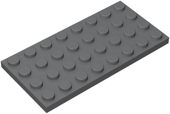 Placa de construcción clásica de 4 x 8 pulgadas, 100 placas a granel gris oscuro, compatible con piezas y piezas Lego 3035, compatible con todas las