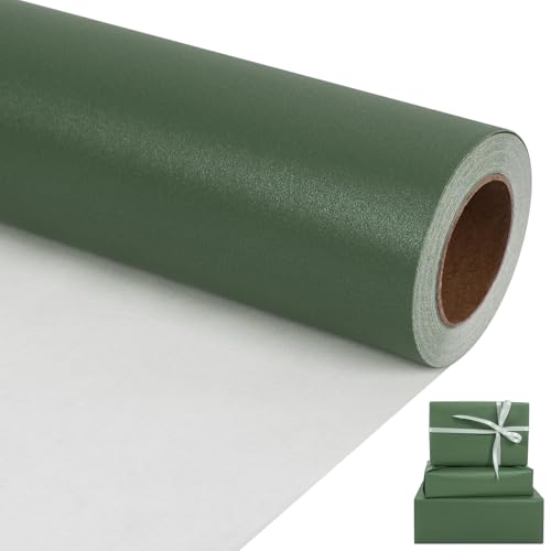 Aimyoo Dark Green Matte Wrapping Paper 17 Inches X 27.2 Feet (38.5 sq.ft.) Solid Color Pearly-Lustre Paper Roll for Christmas Birthday Baby Shower Wedding Gift Wrap