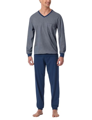 Pijama Schiesser long homme taille 50 ensemble nightwear bleu confortable
