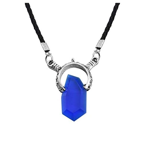 Collar，Azul, Anime Fairy Tail Collar Colgante Corazón Cristal Unisex Dragon Sword Joyería Collar De rol