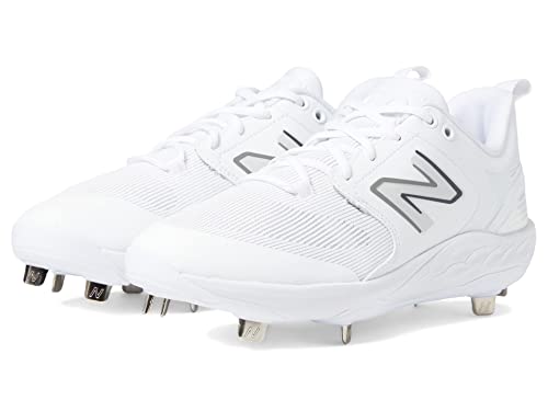 New Balance Men's Fresh Foam X 3000 V6 Metal Baseball Shoe, White/White, 11