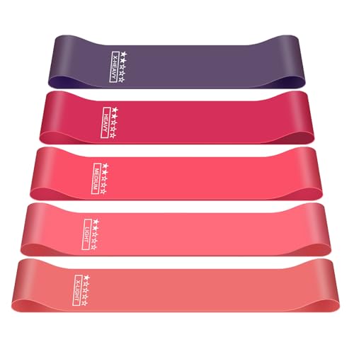 Fitnessbänder - Widerstandsbänder 5er-Set, Aus TPE-Material, 5 Widerstandsstufen, rutschfest und Elastisch, Mit Übungsanleitung & Tragebeutel, Ideal für Muskeltraining, Yoga und Re