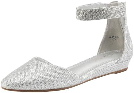 DREAM PAIRS Women's Low Wedge Ankle Strap Flats Shoes