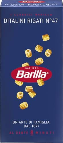 Barilla Pasta Ditalini Rigati N.47, Pastina di Semola di Grano Duro, I Classici, Tempo di Cottura 11 Minuti, Confezione da 500g