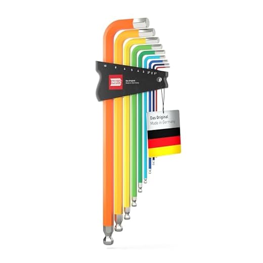INBUS® 70273 Inbusschlüssel Set 9tlg, 1.5–10mm, mit ColorGrip bunt & Kugelkopf — Made in Germany