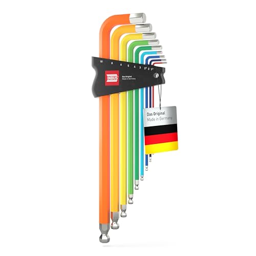 INBUS 70273 Winkelschraubendreher Set 9tlg 1.510mm mit ColorGrip bunt & Kugelkopf Made in Germany