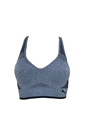 PUMA Women's Seamless Sports Bra Removable Cups - Adjustable Straps Moisture Wicking (2 Pack) (Pink-Grey, L/G)