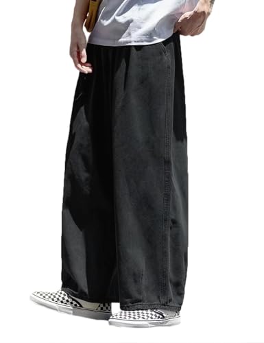 Nutriangee Men's Loose Wide Leg Jeans Straight Baggy Hip hop Streetwear Skateboard Denim Pants - Main Image
