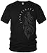 North - Fenriswolf - Wikinger Walhalla Runen Wolf - Vikings Valhalla Fenrir - Wodan Rune - Herren T-Shirt Geschenk für Männer, Größe:S, Farbe:Schwarz/Petrol