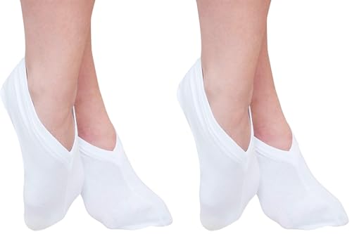 Image of Eurow Moisturizing Cotton and Spandex Therapy Socks for Softening Dry Feet, Deep Hydration, and Spa-Like Skin Care Treatment, Perfect for Cracked Heels and Rough Skin, 2-Pair Set, White (Pack of 2)