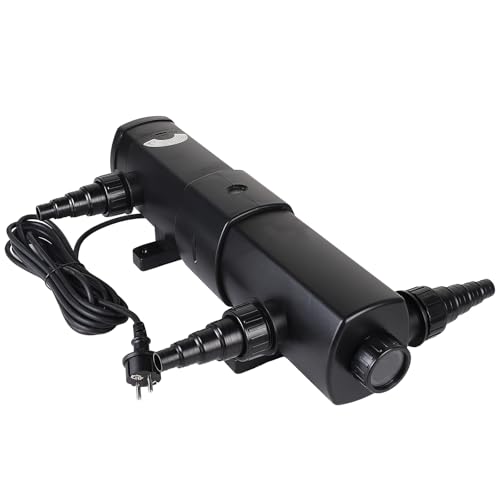 CPROSP Sterilizzatore UVC Chiarificatore per Laghetti - 4500l/h, Lampada 24W | Trattamento Acqua Antialghe Senza Chimici Fino a 35m³ | Sicuro per Pesci | Adattatori 19-38mm, Cavo 5m, IP44 | CUV-224