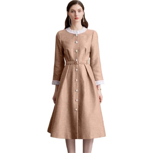 Women's Dresses French Retro Midi Gown with Single Breasted Elegant