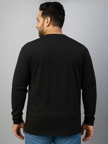 Image of Veirdo Pure Cotton Regular Fit Solid Core Plus Size Plus Size Full Sleeve T-Shirt for Men (Sizes: 2XL to 5XL)